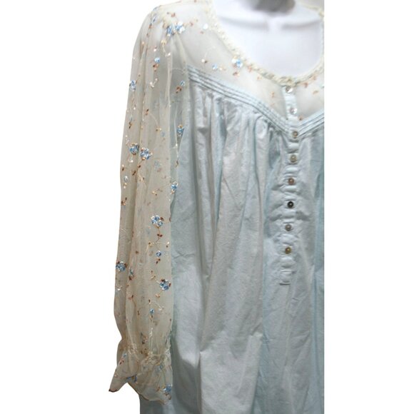 Eileen West Womens Large Long Nightgown Embroidered Flowers Romantic Cottagecore - Picture 3 of 9